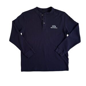 Dunbrooke Seattle Seahawks Navy Long Sleeve Waffle Henley Shirt
